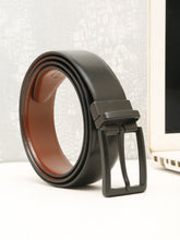 Load image into Gallery viewer, Teakwood Men's Premium Genuine Leather 2-in-1 Reversible Belt | Black &amp; Brown Fine Leather Finish | Matte Black Refined Slim Frame Pin Buckle | Adjustable 35 mm Dress Belt for Formal, Casual, Office &amp; Business Wear
