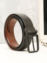 Load image into Gallery viewer, Teakwood Men's Premium Genuine Leather 2-in-1 Reversible Belt | Black &amp; Brown Fine Leather Finish | Matte Black Radius Pin Buckle | Adjustable 35 mm Dress Belt for Formal, Casual, Office &amp; Business Wear
