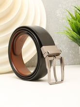 Load image into Gallery viewer, Teakwood Men's Premium Genuine Leather 2-in-1 Reversible Belt | Black &amp; Brown Natural Grain Leather Finish |Nickel black   Classic Angular Pin Buckle | Adjustable 35 mm Dress Belt for Formal, Casual, Office &amp; Business Wear
