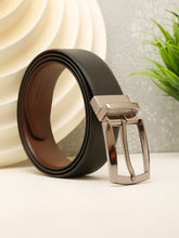 Load image into Gallery viewer, Teakwood Men's Premium Genuine Leather 2-in-1 Reversible Belt | Black &amp; Brown Natural Grain Leather Finish |Nickle Black Contour Pin Buckle | Adjustable 35 mm Dress Belt for Formal, Casual, Office &amp; Business Wear
