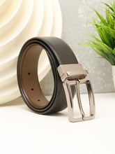 Load image into Gallery viewer, Teakwood Men's Premium Genuine Leather 2-in-1 Reversible Belt | Black &amp; Brown Pebble Grain Leather Finish | Nickel Black Linear Edge Pin Buckle | Adjustable 35 mm Dress Belt for Formal, Casual, Office &amp; Business Wear
