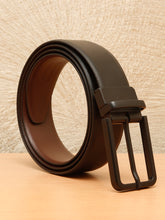 Load image into Gallery viewer, Teakwood Men's Premium Genuine Leather 2-in-1 Reversible Belt | Black &amp; Brown Natural Grain Leather Finish |Matte Black Slim Frame Pin Buckle | Adjustable 35 mm Dress Belt for Formal, Casual, Office &amp; Business Wear
