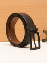 Load image into Gallery viewer, Teakwood Men's Premium Genuine Leather 2-in-1 Reversible Belt | Black &amp; Brown Crosshatch Textured Finish | Matte Black Refined Slim Frame Pin Buckle | Adjustable 35 mm Dress Belt for Formal, Casual, Office &amp; Business Wear
