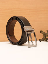 Load image into Gallery viewer, Teakwood Men's Premium Genuine Leather 2-in-1 Reversible Belt | Black &amp; Brown Natural Grain Leather Finish |Nickle Black Classic Curved Pin Buckle | Adjustable 35 mm Dress Belt for Formal, Casual, Office &amp; Business Wear

