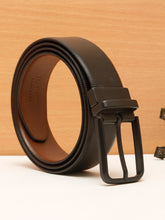 Load image into Gallery viewer, Teakwood Men's Premium Genuine Leather 2-in-1 Reversible Belt | Black &amp; Brown Crosshatch Textured Finish | Matte Black Radius Pin Buckle | Adjustable 35 mm Dress Belt for Formal, Casual, Office &amp; Business Wear
