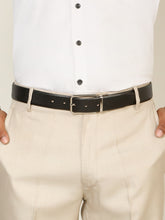 Load image into Gallery viewer, Teakwood Men's Premium Genuine Leather 2-in-1 Reversible Belt | Black &amp; Brown Natural Grain Leather Finish | Silver Slim Frame Pin Buckle | Adjustable 35 mm Dress Belt for Formal, Casual, Office &amp; Business Wear
