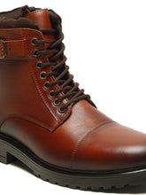 Load image into Gallery viewer, Men’s Leather Dual-Side Combat Boots with Buckle and Zipper
