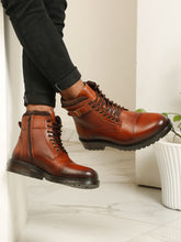 Load image into Gallery viewer, Men’s Leather Dual-Side Combat Boots with Buckle and Zipper
