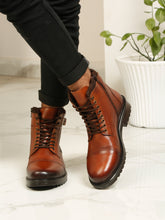 Load image into Gallery viewer, Men’s Leather Dual-Side Combat Boots with Buckle and Zipper
