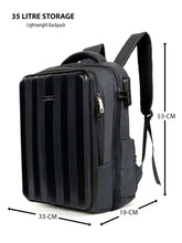 Load image into Gallery viewer, Teakwood Leathers Unisex 35L Laptop Backpack | Hard Shell Front Panel | 3-Digit Security Lock | Fits Up to 18 Inch Laptop | Trolley Sleeve, Multiple Pockets &amp; Bottle Holders | Travel, Office &amp; Business Backpack
