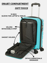 Load image into Gallery viewer, Teakwood Smart Cabin Trolley Suitcase with Front Laptop Compartment, TSA Lock, 360° Silent Dual Spinner Wheels, Scratch-Resistant &amp; Water-Resistant Hard Shell Luggage for Business &amp; Leisure Travel

