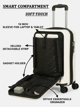 Load image into Gallery viewer, Teakwood Smart Cabin Trolley Suitcase with Front Laptop Compartment, TSA Lock, 360° Silent Dual Spinner Wheels, Scratch-Resistant &amp; Water-Resistant Hard Shell Luggage for Business &amp; Leisure Travel
