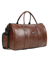 Load image into Gallery viewer, Teakwood Leathers Unisex 50L Vegan Leather Duffle Bag | Large Travel Bag | Detachable Shoulder Strap | Spacious Main Compartment &amp; Side Zip Pocket | Weekend, Gym &amp; Business Travel Bag, Brown
