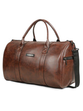 Load image into Gallery viewer, Teakwood Leathers Unisex 50L Vegan Leather Duffle Bag | Large Travel Bag | Detachable Shoulder Strap | Spacious Main Compartment &amp; Side Zip Pocket | Weekend, Gym &amp; Business Travel Bag, Brown
