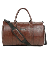Load image into Gallery viewer, Teakwood Leathers Unisex Vegan Leather Travel Duffel Bag | 50L Large Capacity | Croco Textured Weekender Bag | Dual Carry Handles &amp; Detachable Shoulder Strap | Overnight, Gym &amp; Business Travel Bag
