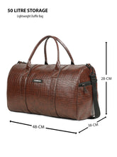 Load image into Gallery viewer, Teakwood Leathers Unisex Vegan Leather Travel Duffel Bag | 50L Large Capacity | Croco Textured Weekender Bag | Dual Carry Handles &amp; Detachable Shoulder Strap | Overnight, Gym &amp; Business Travel Bag
