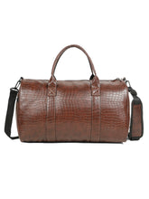 Load image into Gallery viewer, Teakwood Leathers Unisex Vegan Leather Travel Duffel Bag | 50L Large Capacity | Croco Textured Weekender Bag | Dual Carry Handles &amp; Detachable Shoulder Strap | Overnight, Gym &amp; Business Travel Bag
