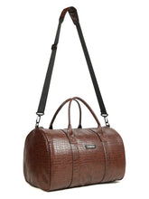 Load image into Gallery viewer, Teakwood Leathers Unisex Vegan Leather Travel Duffel Bag | 50L Large Capacity | Croco Textured Weekender Bag | Dual Carry Handles &amp; Detachable Shoulder Strap | Overnight, Gym &amp; Business Travel Bag
