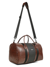 Load image into Gallery viewer, Teakwood Leathers Unisex Vegan Leather Duffel Bag | 50L Large Capacity Travel &amp; Weekender Bag | Dual-Tone Croco Textured Design | Adjustable Shoulder Strap | Gym, Travel &amp; Business Bag | Brown &amp; Black
