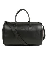 Load image into Gallery viewer, Teakwood Leathers Unisex Vegan Leather Duffel Bag | 50L Large Capacity Travel &amp; Weekender Bag | Geometric Embossed Texture | Adjustable Shoulder Strap | Gym, Travel &amp; Business Bag | Black
