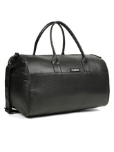 Load image into Gallery viewer, Teakwood Leathers Unisex Vegan Leather Duffel Bag | 50L Large Capacity Travel &amp; Weekender Bag | Geometric Embossed Texture | Adjustable Shoulder Strap | Gym, Travel &amp; Business Bag | Black
