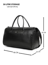 Load image into Gallery viewer, Teakwood Leathers Unisex Vegan Leather Duffel Bag | 50L Large Capacity Travel &amp; Weekender Bag | Geometric Embossed Texture | Adjustable Shoulder Strap | Gym, Travel &amp; Business Bag | Black

