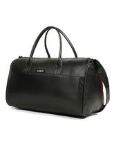 Load image into Gallery viewer, Teakwood Leathers Unisex Vegan Leather Duffel Bag | 50L Large Capacity Travel &amp; Weekender Bag | Geometric Embossed Texture | Adjustable Shoulder Strap | Gym, Travel &amp; Business Bag | Black
