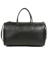 Load image into Gallery viewer, Teakwood Leathers Unisex Vegan Leather Duffel Bag | 50L Large Capacity Travel &amp; Weekender Bag | Geometric Embossed Texture | Adjustable Shoulder Strap | Gym, Travel &amp; Business Bag | Black
