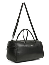 Load image into Gallery viewer, Teakwood Leathers Unisex Vegan Leather Duffel Bag | 50L Large Capacity Travel &amp; Weekender Bag | Geometric Embossed Texture | Adjustable Shoulder Strap | Gym, Travel &amp; Business Bag | Black
