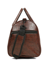 Load image into Gallery viewer, Teakwood Leathers Unisex Vegan Leather Duffel Bag | 50L Large Capacity Travel &amp; Weekender Bag | Dual-Tone Croco Textured Design | Adjustable Shoulder Strap | Gym, Travel &amp; Business Bag | Brown &amp; Black

