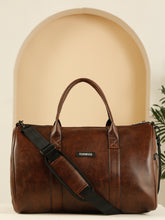 Load image into Gallery viewer, Teakwood Leathers Unisex 50L Vegan Leather Duffle Bag | Large Travel Bag | Detachable Shoulder Strap | Spacious Main Compartment &amp; Side Zip Pocket | Weekend, Gym &amp; Business Travel Bag, Brown
