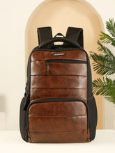 Load image into Gallery viewer, Teakwood Leathers Unisex 35L Laptop Backpack | Premium Vegan Leather | Fits Up to 18 Inch Laptop | Trolley Sleeve, 2 Main Compartments, 2 Front Zip Pockets &amp; Dual Bottle Holders | Travel, Office &amp; Business Backpack, Brown
