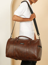 Load image into Gallery viewer, Teakwood Leathers Unisex 50L Vegan Leather Duffle Bag | Large Travel Bag | Detachable Shoulder Strap | Spacious Main Compartment &amp; Side Zip Pocket | Weekend, Gym &amp; Business Travel Bag, Brown
