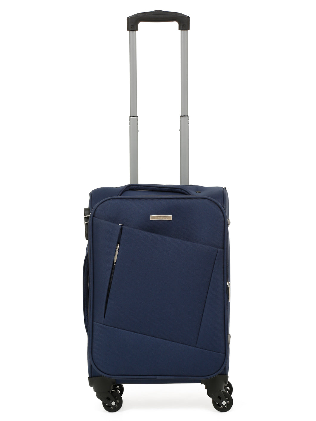 Unisex Blue Solid Soft Sided Cabin Size Trolley Bag
