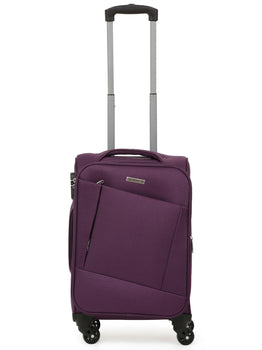 Unisex Purple Solid Soft Sided Trolley Bag