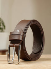 Load image into Gallery viewer, Men’s Genuine Leather Belt, Pebble Grain Texture, Pin Buckle, Rugged Casual Wear, Black

