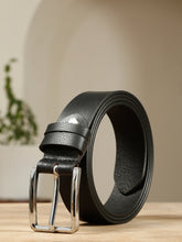 Load image into Gallery viewer, Men’s Genuine Leather Belt, Pebble Grain Texture, Pin Buckle, Rugged Casual Wear, Black
