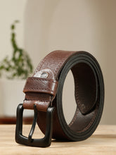 Load image into Gallery viewer, Men’s Genuine Leather Belt, Pebble Grain Texture, Pin Buckle, Rugged Casual Wear
