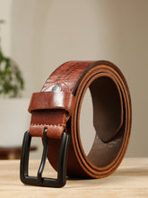 Load image into Gallery viewer, Men’s Genuine Leather Belt, Pebble Grain Texture, Pin Buckle, Rugged Casual Wear
