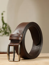 Load image into Gallery viewer, Men’s Genuine Leather Belt, Pebble Grain Texture, Pin Buckle, Rugged Casual Wear, Black
