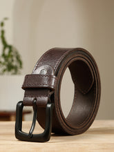Load image into Gallery viewer, Men’s Genuine Leather Belt, Pebble Grain Texture, Pin Buckle, Rugged Casual Wear

