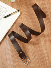 Load image into Gallery viewer, Men’s Genuine Leather Belt, Pebble Grain Texture, Pin Buckle, Rugged Casual Wear, Black
