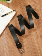 Load image into Gallery viewer, Men’s Genuine Leather Belt, Pebble Grain Texture, Pin Buckle, Rugged Casual Wear, Black
