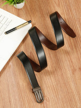 Load image into Gallery viewer, Men Black &amp; Brown Solid Reversible Leather Belt
