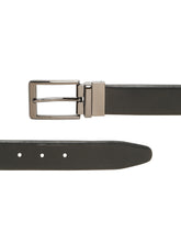 Load image into Gallery viewer, Teakwood Men's Premium Genuine Leather 2-in-1 Reversible Belt | Black &amp; Brown Crosshatch Textured Finish | Nickel Black Rounded Rectangular Pin Buckle | Adjustable 35 mm Dress Belt for Formal, Casual, Office &amp; Business Wear
