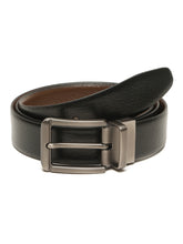 Load image into Gallery viewer, Teakwood Men's Premium Genuine Leather 2-in-1 Reversible Belt | Black &amp; Brown Pebble Grain Leather Finish | Brushed Gunmetal Rectangular Buckle | Adjustable 35 mm Dress Belt for Formal, Casual, Office &amp; Business Wear
