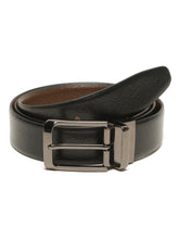 Load image into Gallery viewer, Teakwood Men's Premium Genuine Leather 2-in-1 Reversible Belt | Black &amp; Brown Pebble Grain Leather Finish | Nickel Black Rounded Rectangle Pin Buckle | Adjustable 35 mm Dress Belt for Formal, Casual, Office &amp; Business Wear
