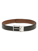 Load image into Gallery viewer, Teakwood Men's Premium Genuine Leather 2-in-1 Reversible Belt | Black &amp; Brown Crosshatch Textured Finish | Silver Classic Rounded Square Pin Buckle | Adjustable 35 mm Dress Belt for Formal, Casual, Office &amp; Business Wear
