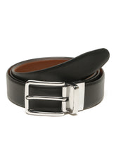 Load image into Gallery viewer, Teakwood Men's Premium Genuine Leather 2-in-1 Reversible Belt | Black &amp; Brown Crosshatch Textured Finish | Silver Classic Rounded Square Pin Buckle | Adjustable 35 mm Dress Belt for Formal, Casual, Office &amp; Business Wear
