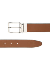 Load image into Gallery viewer, Teakwood Men's Premium Genuine Leather 2-in-1 Reversible Belt | Black &amp; Brown Crosshatch Textured Finish | Silver Classic Rounded Square Pin Buckle | Adjustable 35 mm Dress Belt for Formal, Casual, Office &amp; Business Wear
